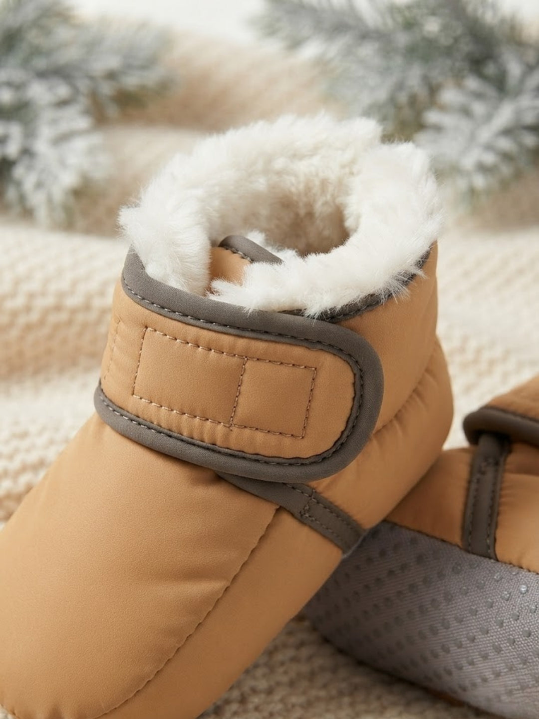 Cdeck Baby Winter Fleece Booties for Boys & Girls, Soft Warm Booties with Adjustable Strap, 3-9 Months