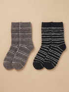 Cdeck Men’s Hair Wool Winter Socks Combo | 4 Pairs | Soft, Warm & Comfortable | Black & Grey Striped