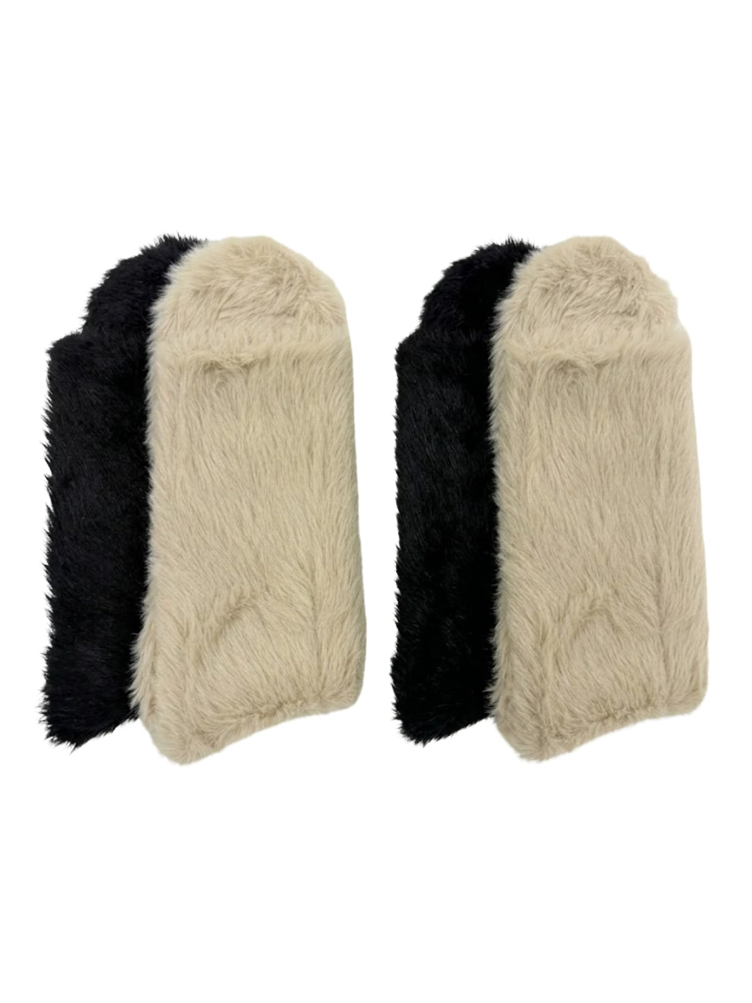 Cdeck Women’s Premium Rabbit Hair Wool Fuzzy Socks Combo | Soft & Warm Thick Winter Socks | Black & Beige