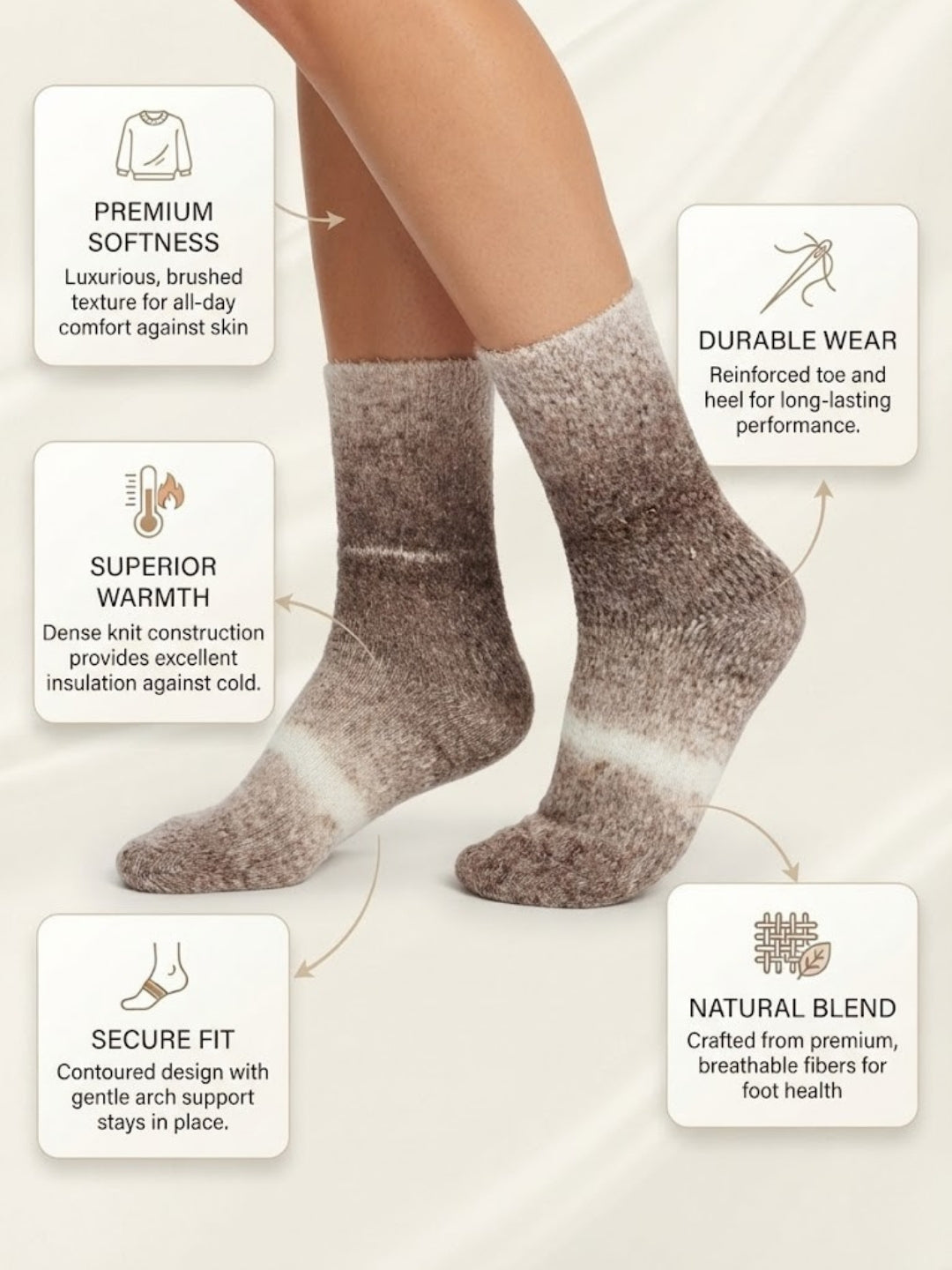 Cdeck Unisex Premium Fuzzy Winter Socks | Soft Warm Plush Socks for Men & Women | Cozy Comfortable Socks | Free Size | Brown Beig