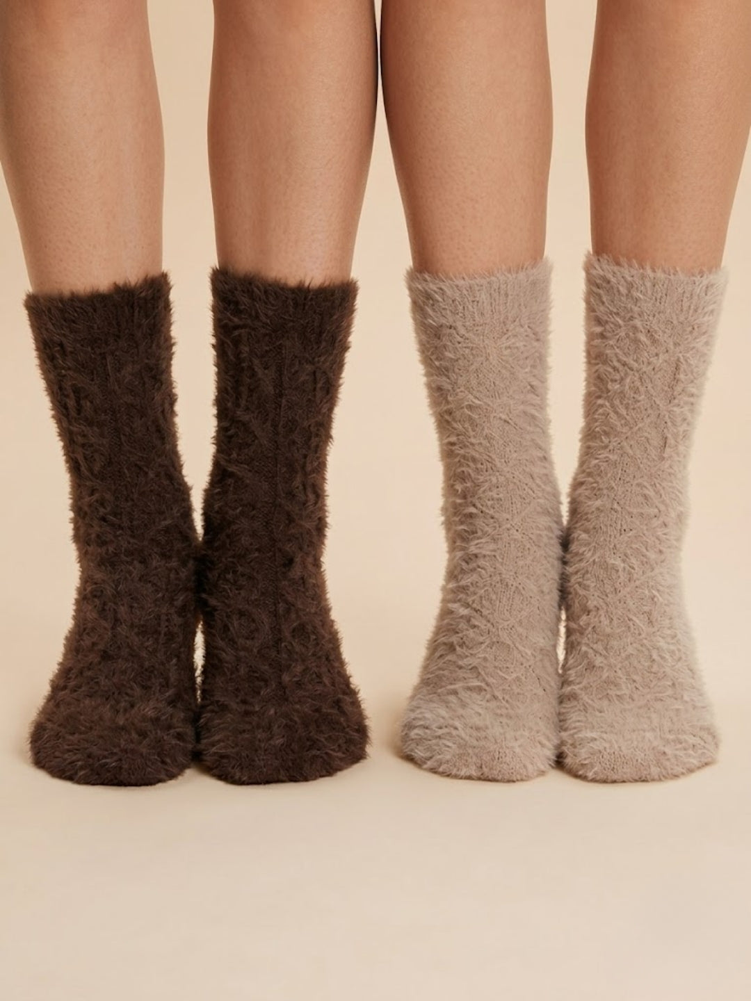 Cdeck Women’s Soft & Warm Woolen Fuzzy Socks | Cozy Thick Winter Socks for Women | Dark Brown & Beige Combo