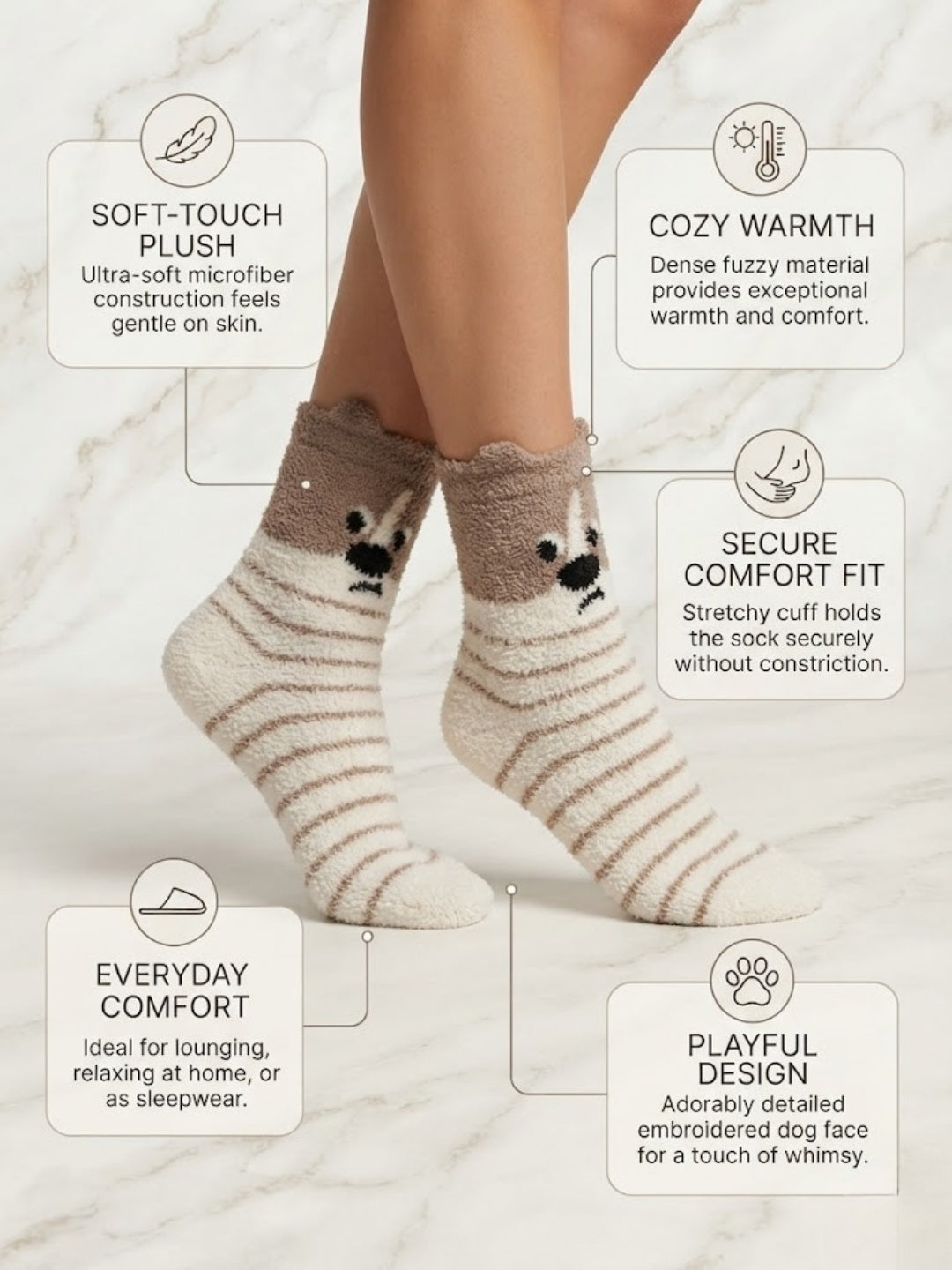 Cdeck Rabbit Hair Wool Socks for Women, Soft Fuzzy Warm Winter Socks with Cute Animal Pattern