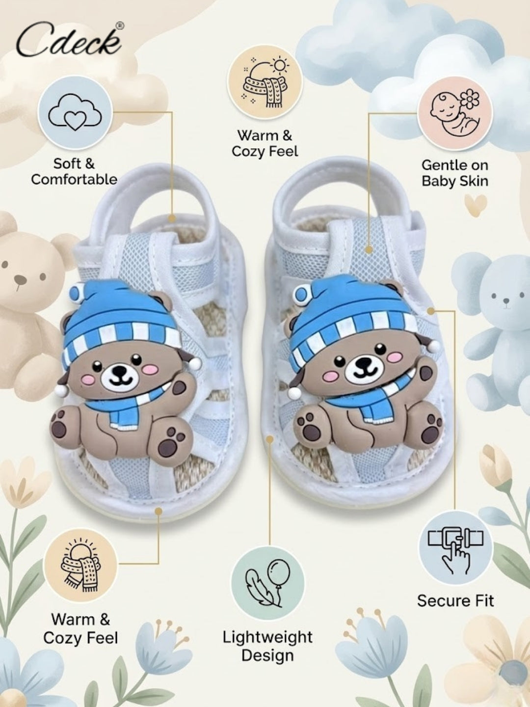 Cdeck Baby Summer Sandals | Lightweight & Comfortable Footwear for Kids | 3-18 Months