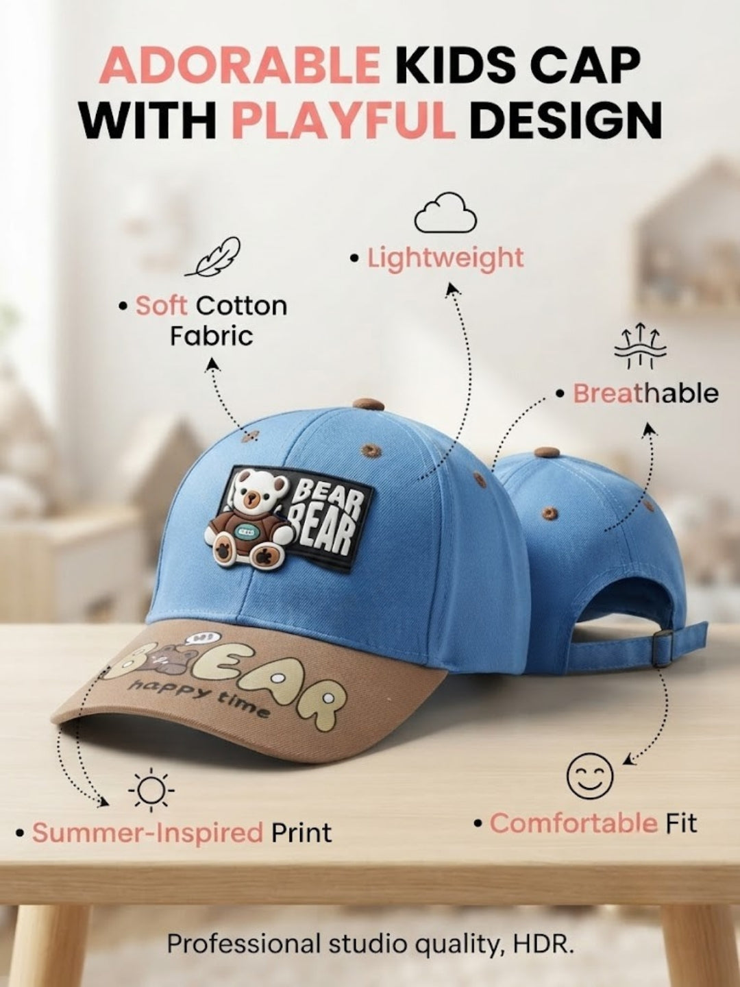 Cdeck Kids Cotton Cap for Boys & Girls