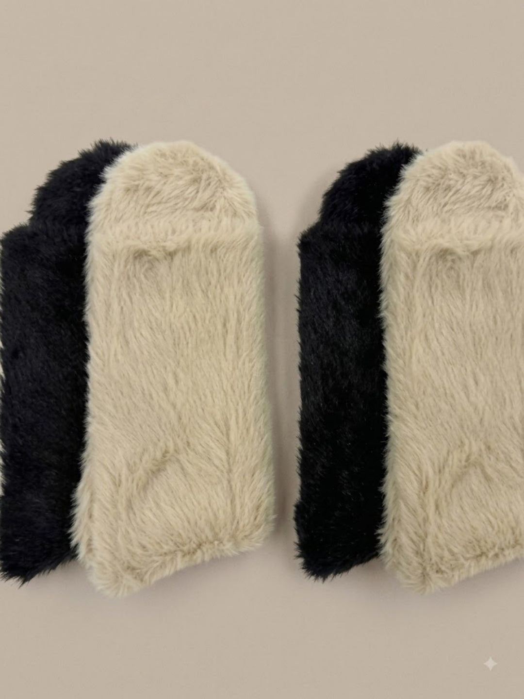 Cdeck Women’s Premium Rabbit Hair Wool Fuzzy Socks Combo | Soft & Warm Thick Winter Socks | Black & Beige