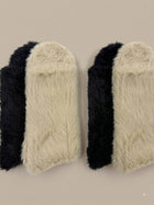 Cdeck Women’s Premium Rabbit Hair Wool Fuzzy Socks Combo | Soft & Warm Thick Winter Socks | Black & Beige