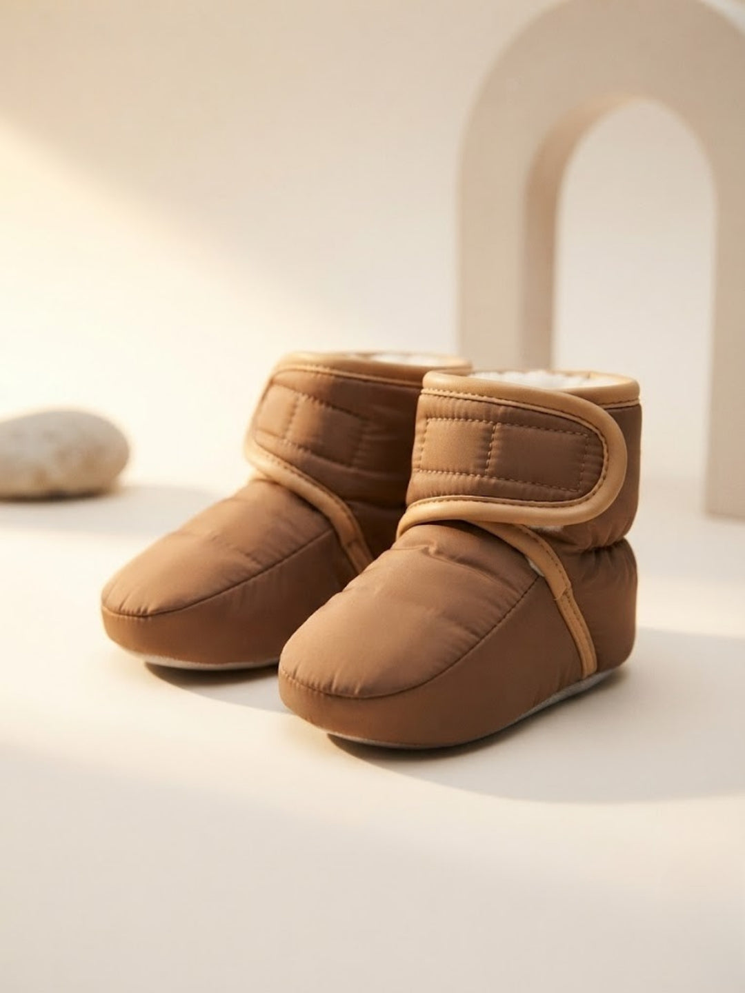 Cdeck Baby Padded Winter Booties for Boys & Girls, Cozy Fleece Lined Warm Shoes with Adjustable Strap, 3-9 Months