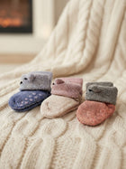 Cdeck Baby Winter Woolen Socks | Soft Rabbit Hair Wool Warm Stretchable Socks with Anti-Skid Sole | 0–4 Years | Pack of 3 | Multicolor