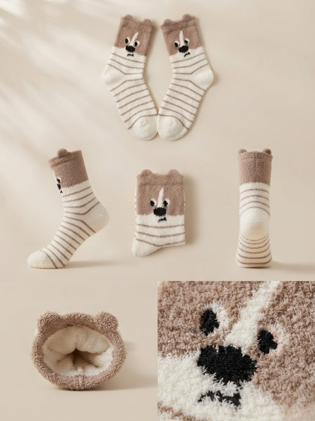 Cdeck Rabbit Hair Wool Socks for Women, Soft Fuzzy Warm Winter Socks with Cute Animal Pattern