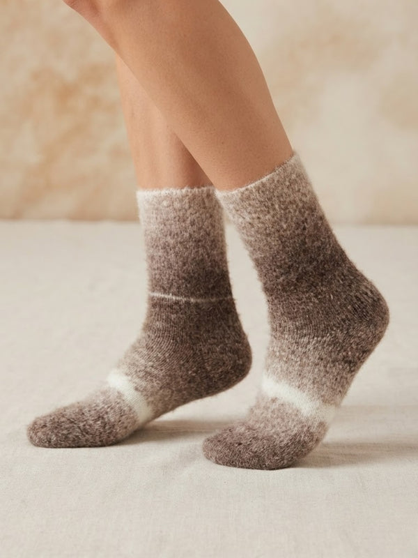 Cdeck Unisex Premium Fuzzy Winter Socks | Soft Warm Plush Socks for Men & Women | Cozy Comfortable Socks | Free Size | Brown Beig