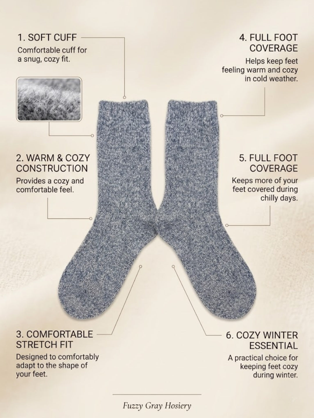 Cdeck Women’s Premium Fuzzy Socks – Soft Warm Winter Socks | Free Size | Dark Grey
