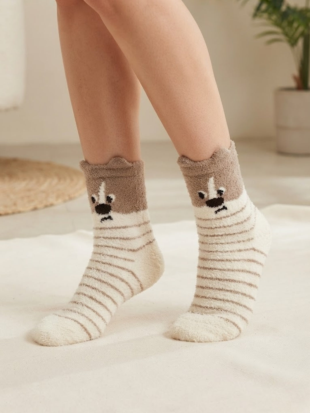 Cdeck Rabbit Hair Wool Socks for Women, Soft Fuzzy Warm Winter Socks with Cute Animal Pattern