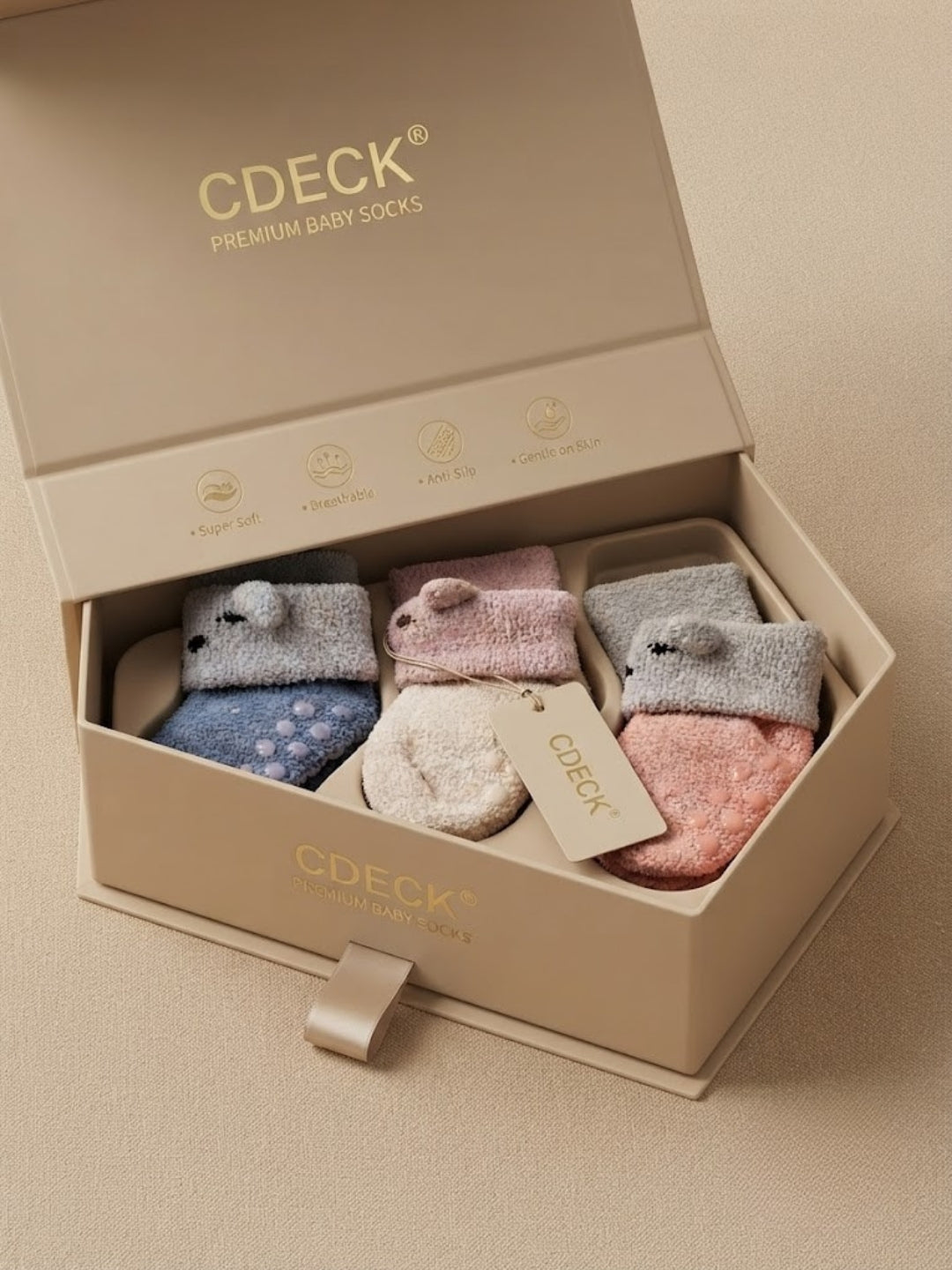 Cdeck Baby Winter Woolen Socks | Soft Rabbit Hair Wool Warm Stretchable Socks with Anti-Skid Sole | 0–4 Years | Pack of 3 | Multicolor