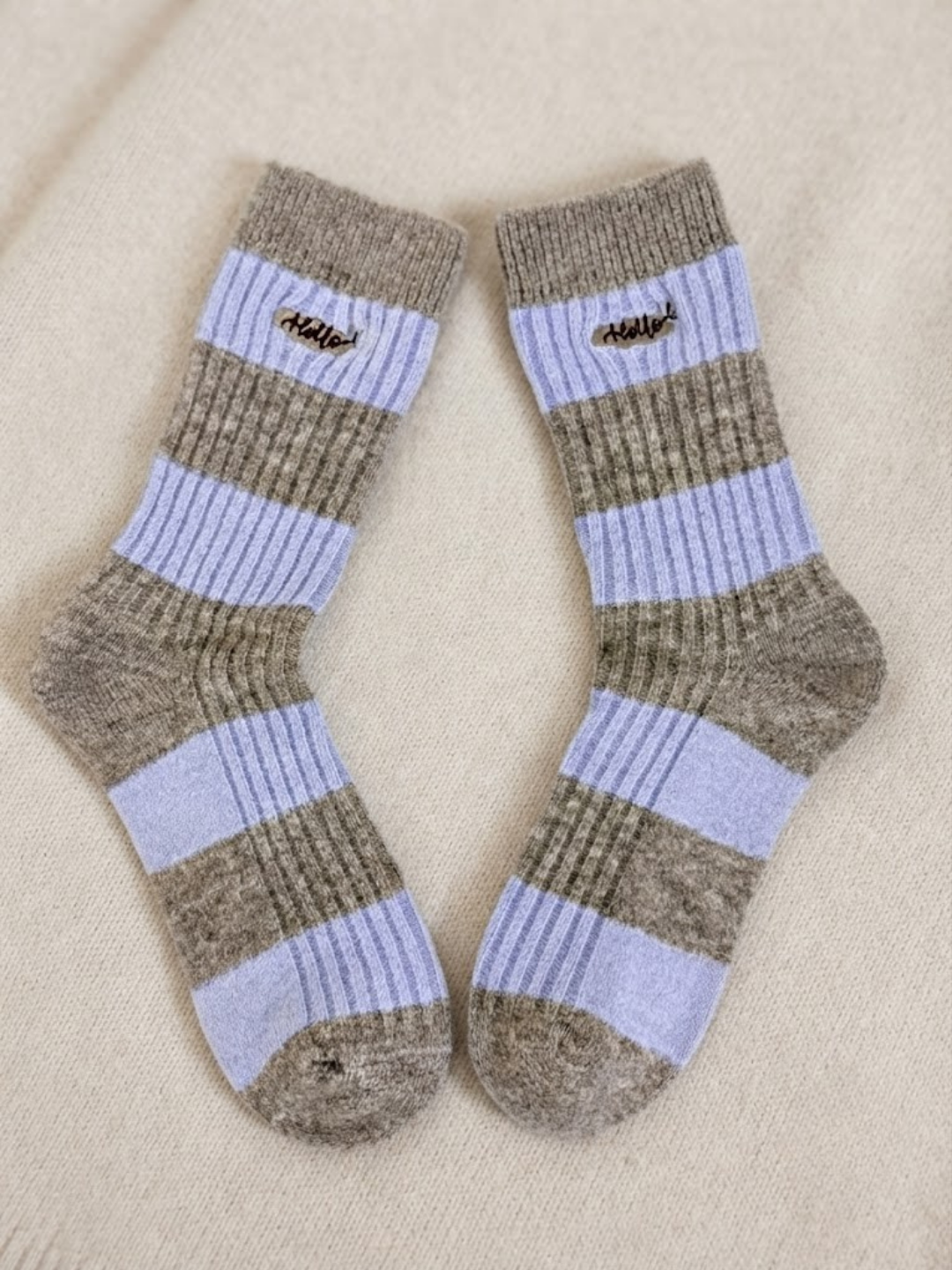 Cdeck Women’s Soft Wool Socks | Warm, Cozy & Stylish Lavender Striped Socks