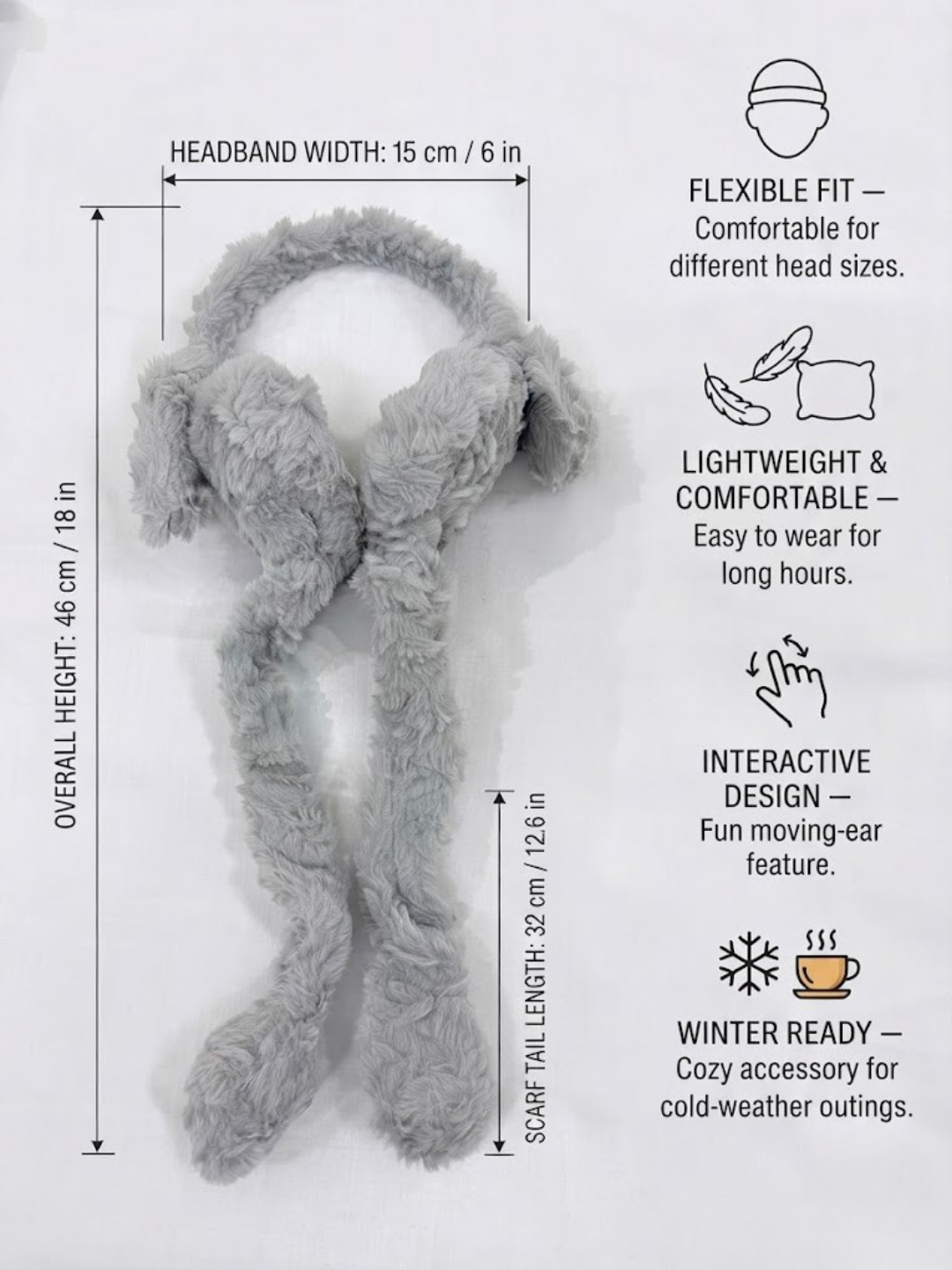 Cdeck Plush Fur Earmuffs for Girls & Women, Soft Warm Winter Earmuffs with Long Hanging Ear Covers, Free Size