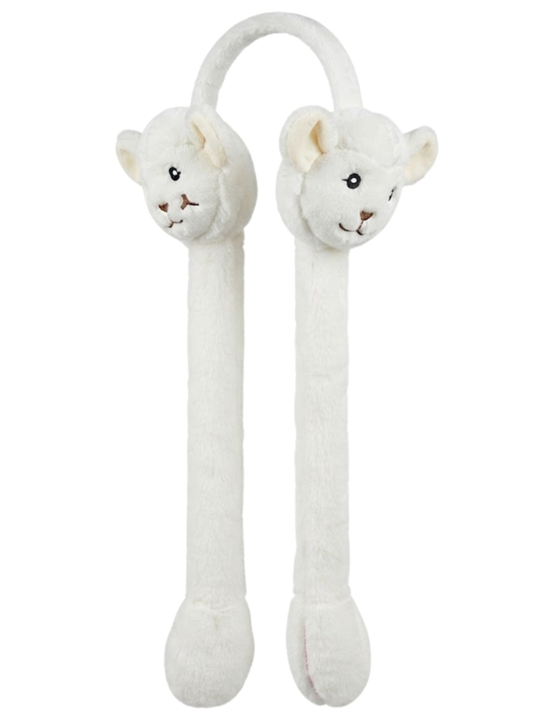 Cdeck Velvet White Bear Earmuffs for Girls & Women, Soft Warm Winter Earmuffs with Long Hanging Ear Covers, Free Size