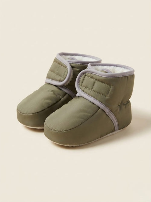 Cdeck Baby Fleece Winter Booties for Boys & Girls, Soft Cozy Booties with Adjustable Strap, 3-9 Months