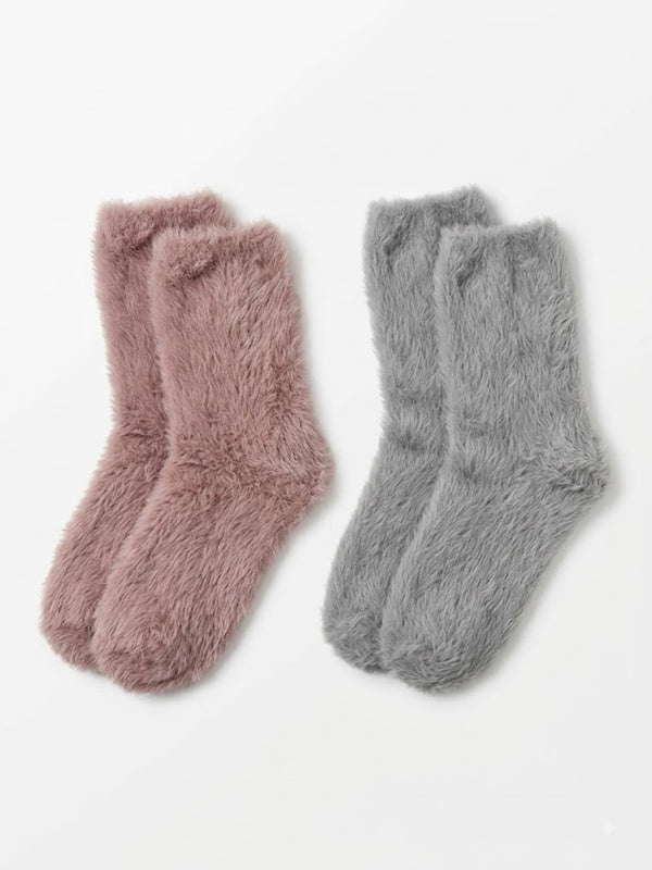 Cdeck Women’s Premium Hair Wool Fuzzy Socks Combo | Soft & Warm Thick Winter Socks | Pink & Grey