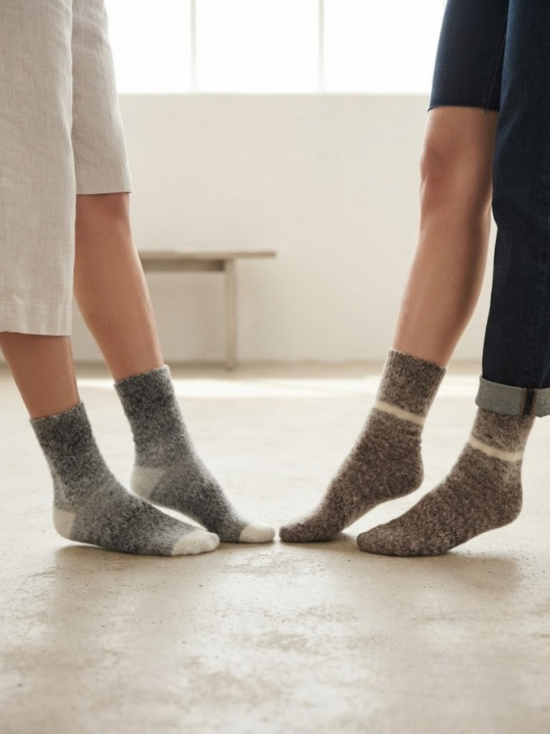 Cdeck Unisex Fuzzy Winter Socks Combo | Soft Warm Plush Socks for Men & Women | Cozy Winter Socks | Free Size | Grey & Brown Beige