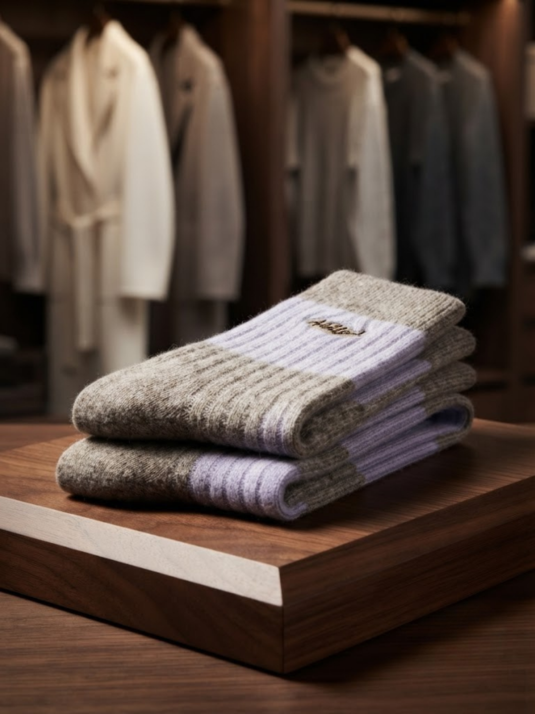 Cdeck Women’s Soft Wool Socks | Warm, Cozy & Stylish Lavender Striped Socks
