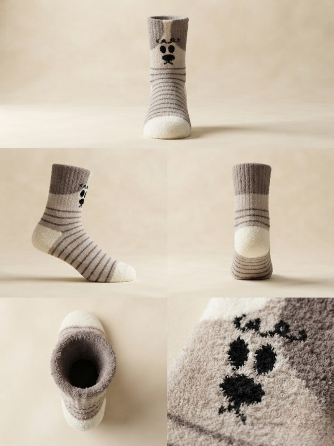 Cdeck Rabbit Hair Wool Socks for Women, 2 Pairs Fuzzy Warm Winter Socks with Cute Animal Pattern