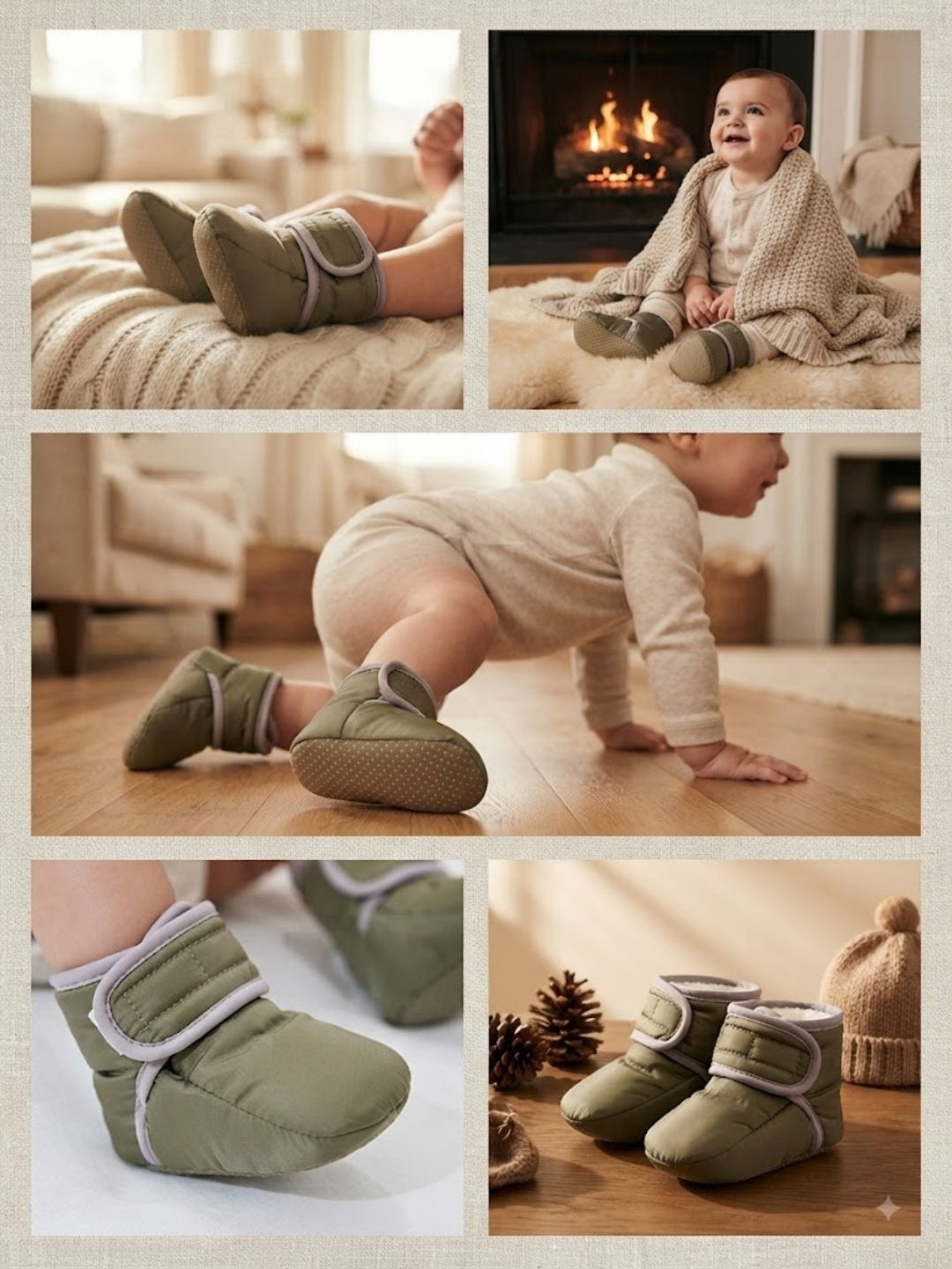 Cdeck Baby Fleece Winter Booties for Boys & Girls, Soft Cozy Booties with Adjustable Strap, 3-9 Months