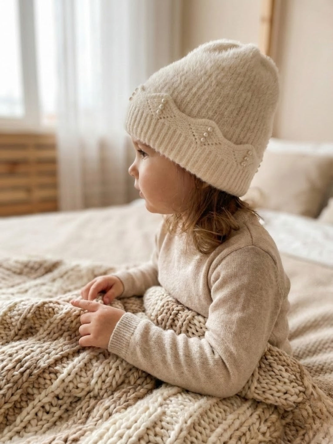 Cdeck Baby Girls Woolen Winter Cap | Soft, Warm & Cozy Winter Wear | 1–2 Years