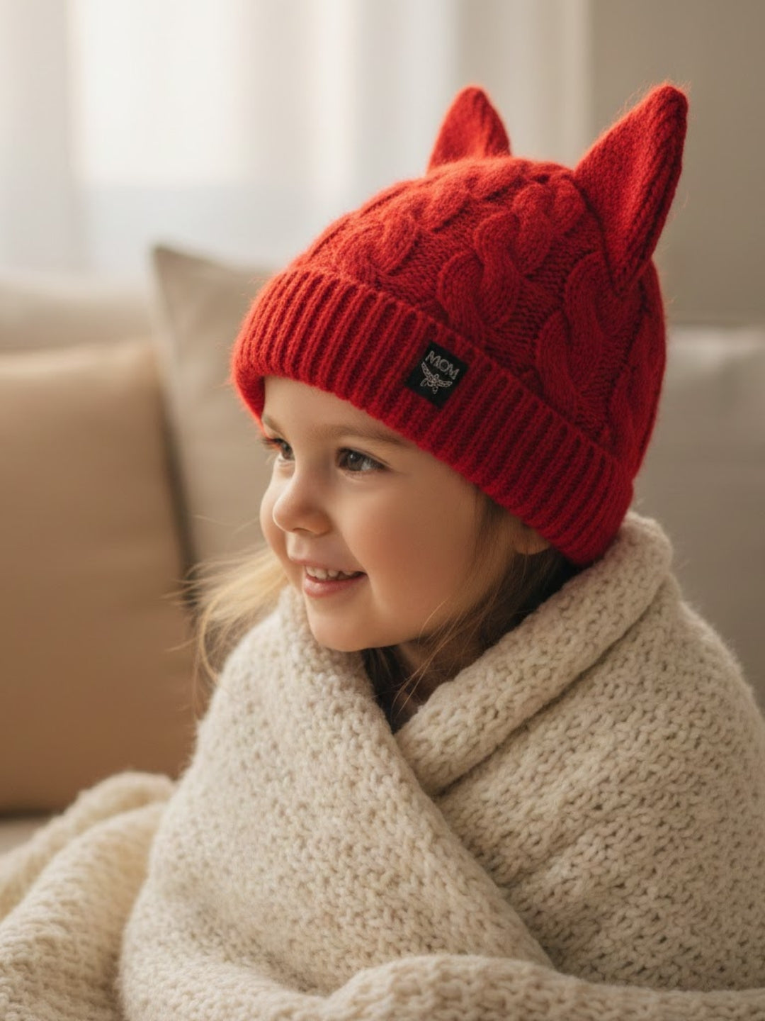 Cdeck Kids Woolen Winter Cap with Cute Cat Ear Design | Soft, Warm & Cozy Winter Wear | 2–4 Years