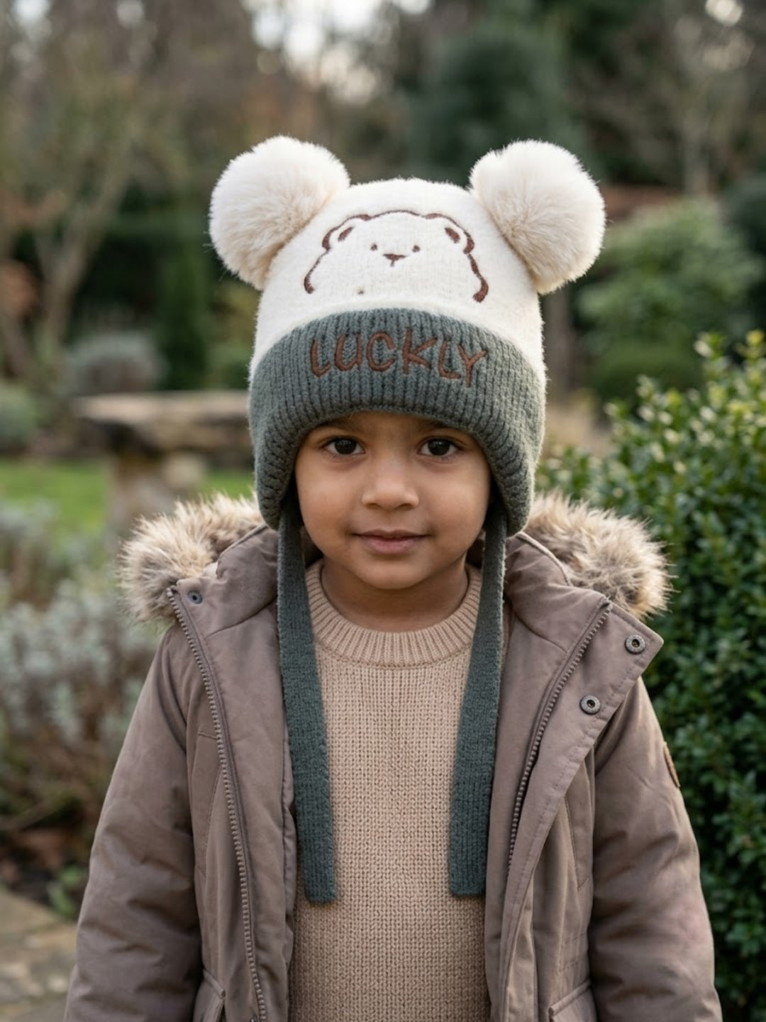 Cdeck Kids Woolen Winter Cap for Boys & Girls | Warm & Comfortable Winter Wear | 2–4 Years | Cream