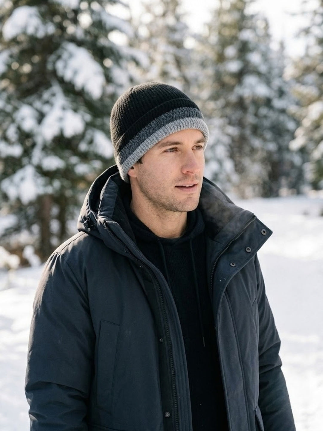 Cdeck Men’s Woolen Winter Cap | Soft, Warm & Comfortable Cap for Everyday Wear | Free Size |Black