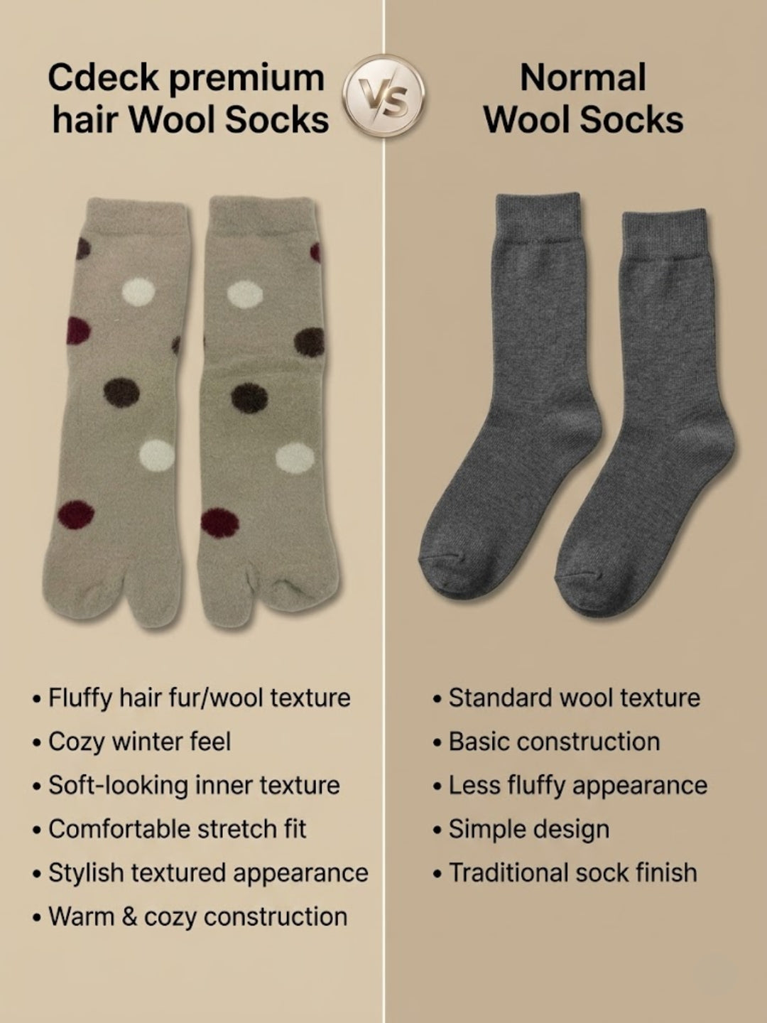 Cdeck Warm Socks for Women & Girls | Soft Cozy Comfortable Everyday Home Wear | Beige