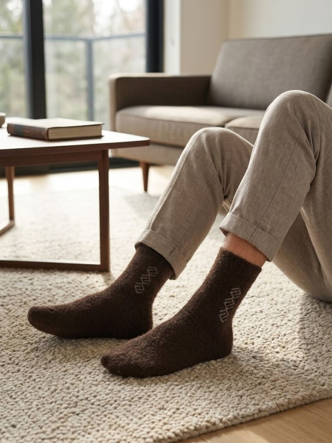 Cdeck Men’s Hair Wool Winter Socks | Soft, Warm & Comfortable | Brown | Free Size
