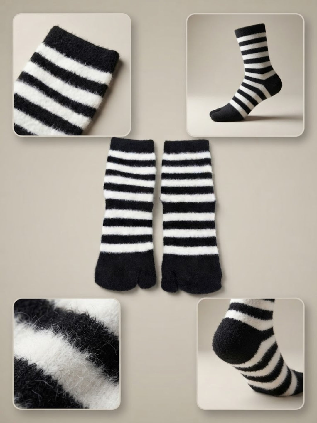 Cdeck Premium Hair Wool Socks for Women | Warm & Comfortable | Free Size | Black White