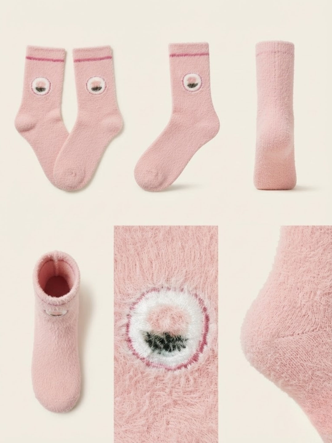 Cdeck Rabbit Hair Wool Socks for Women, 2 Pairs Fuzzy Warm Winter Socks with Cute Animal Face