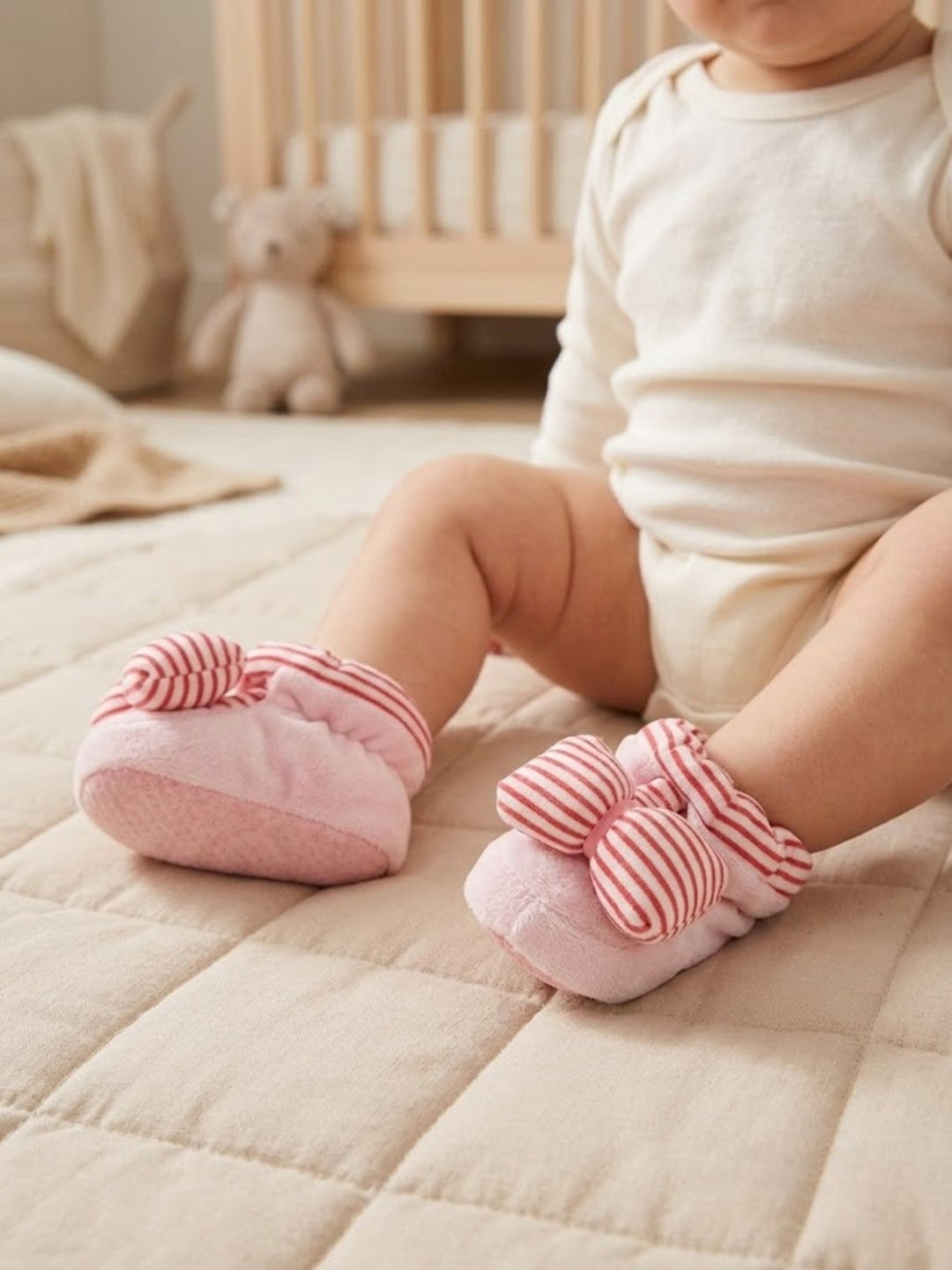 Cdeck Baby Woolen Booties for Infants | Soft, Warm & Comfortable Winter Footwear | 3–9 Months | Pink