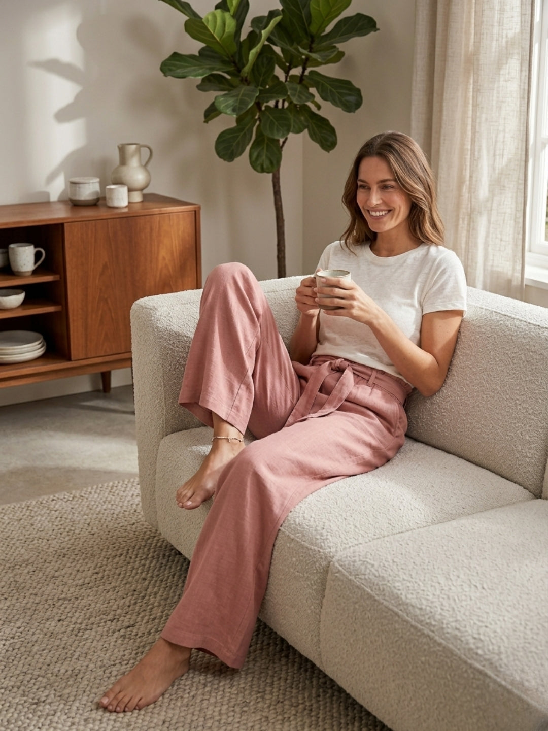 Cdeck Women's Linen Palazzo Pants