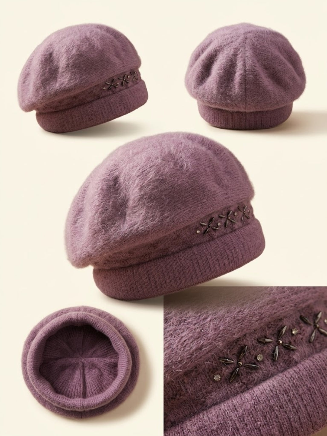Cdeck Women Woolen Cap | Soft Knitted Winter Beanie for Women | Warm & Stylish Winter Wear | Free Size| Dusty Rose