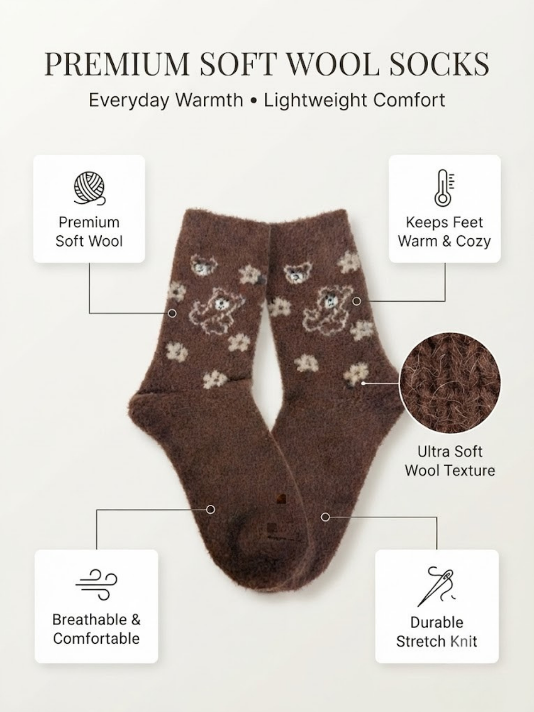 Cdeck Women’s Soft Wool Socks | Warm, Cozy & Comfortable Socks for Women