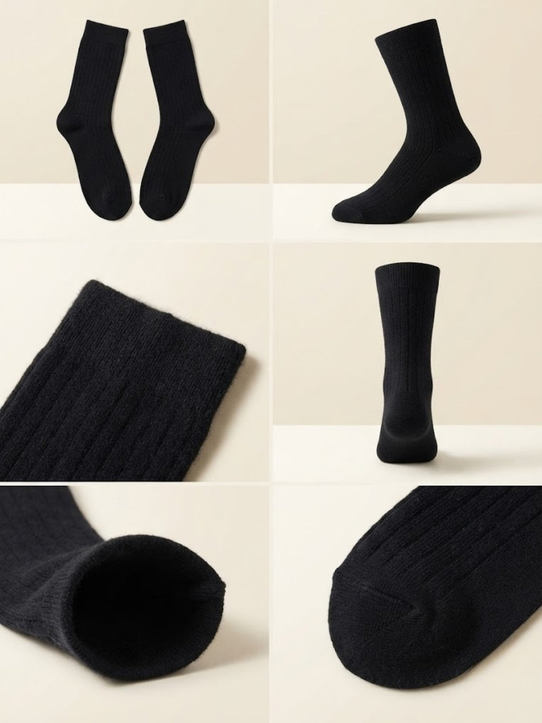 Cdeck Unisex Woolen Winter Socks | Soft Warm Wool Socks for Men & Women | Cozy Comfortable Winter Socks | Full Length | Black