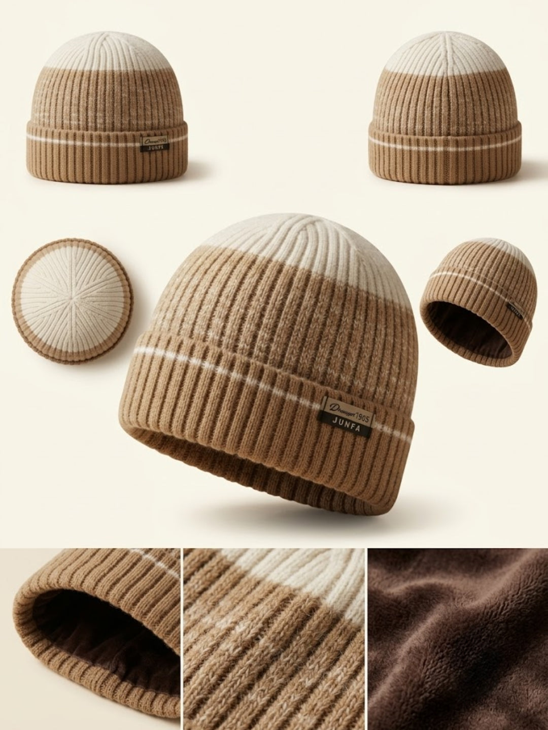 Cdeck Men’s Winter Woolen Cap | Ribbed Knit Beanie | Free Size | Soft & Warm  | Brown