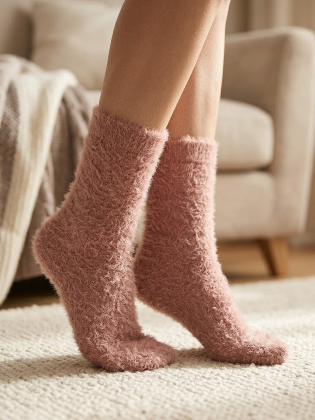 Cdeck Women’s Soft & Warm Woolen Fuzzy Socks | Cozy Thick Winter Socks for Women | Pink