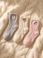 Cdeck Kids Fuzzy Socks | Soft Warm Winter Socks with Cute Bear Design | Cozy Plush Socks for Boys & Girls | Pack of 3