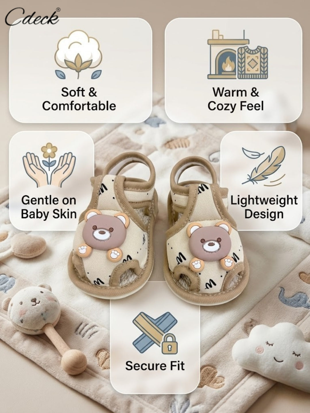 Cdeck Baby Sandals for Girls & Boys | Soft, Lightweight & Comfortable | 3-18 months