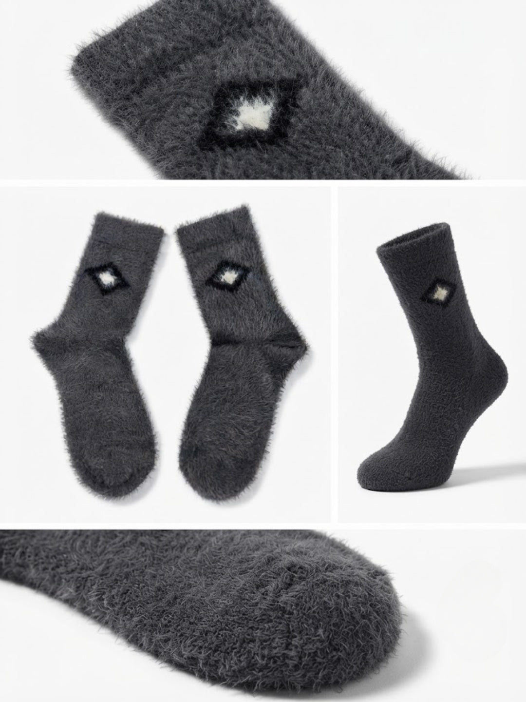 Cdeck Men’s Premium Hair Wool Winter Socks | Single Pair | Soft, Fuzzy, Warm & Comfortable Free Size | Dark Grey