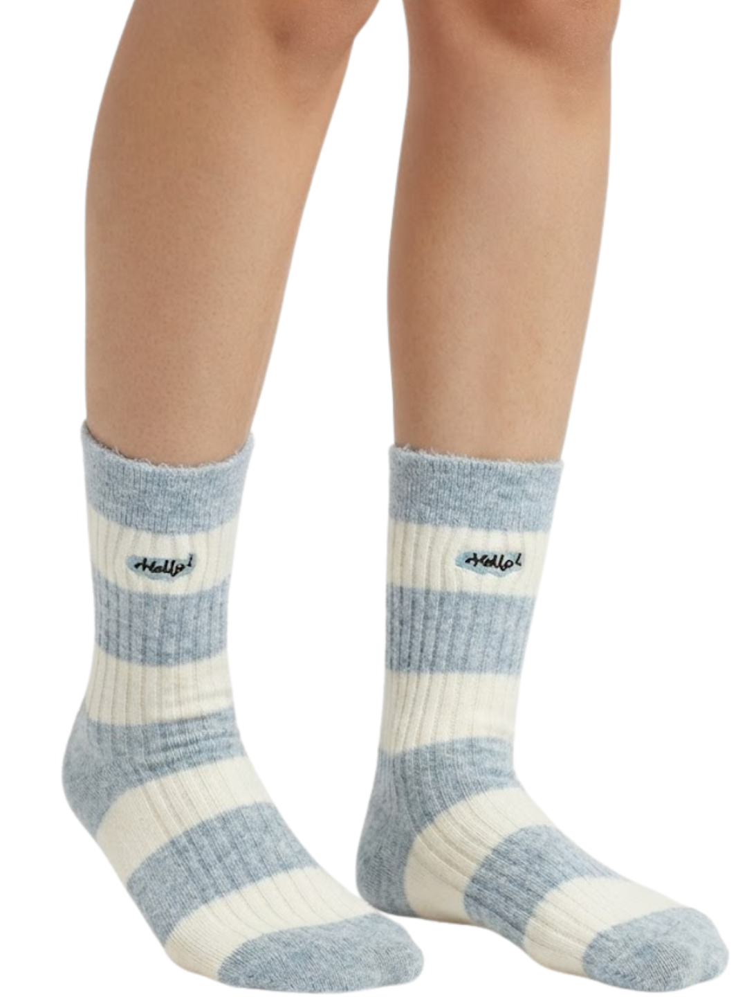 Cdeck Women’s Soft Wool Socks | Warm, Cozy & Stylish Blue & White Striped Socks