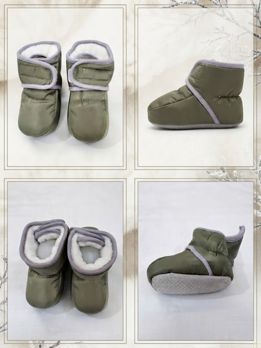 Cdeck Baby Fleece Winter Booties for Boys & Girls, Soft Cozy Booties with Adjustable Strap, 3-9 Months