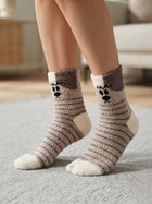Cdeck Rabbit Hair Wool Socks for Women, Fuzzy Warm Winter Socks with Cute Bear Pattern