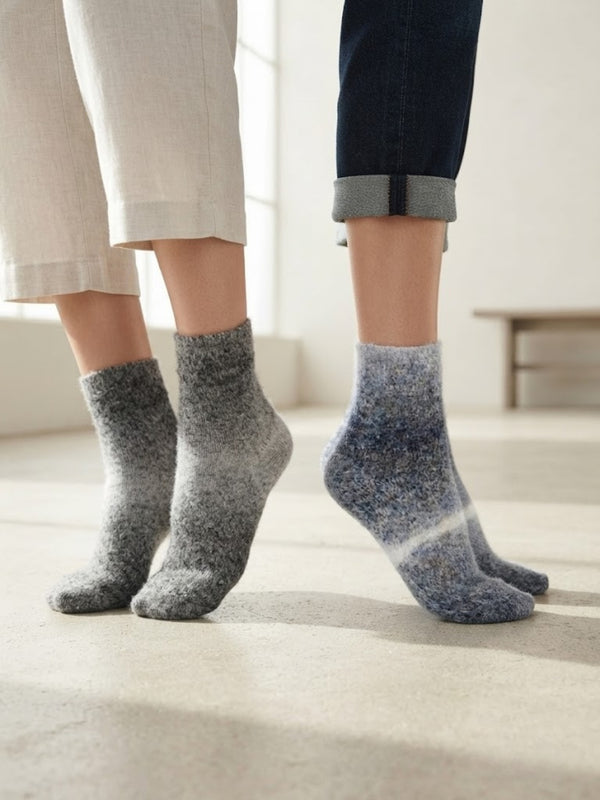 Cdeck Unisex Fuzzy Winter Socks Combo –|Soft Warm Plush Socks for Men & Women | Cozy Winter Socks | Free Size | Grey & Blue