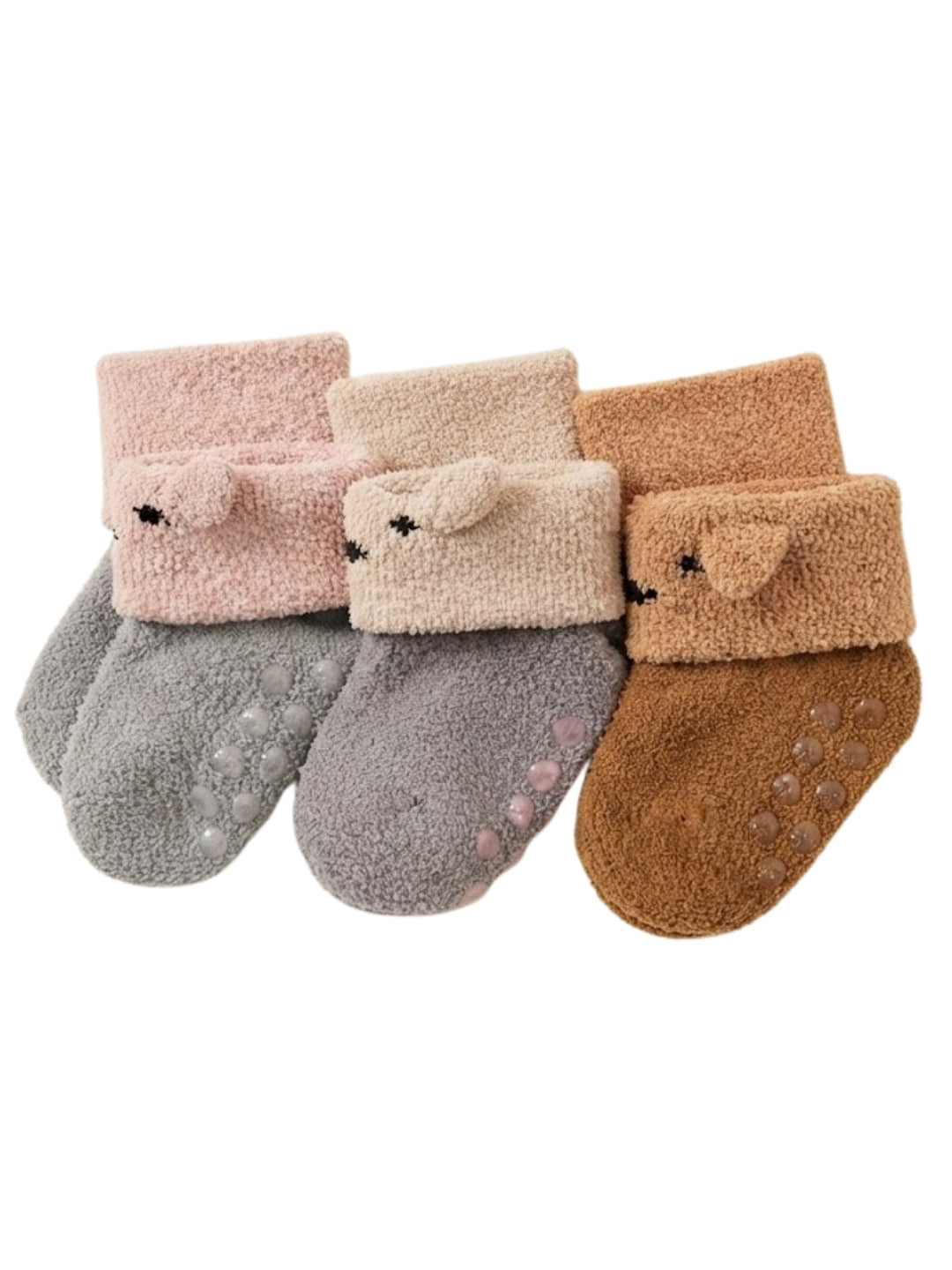 Cdeck Baby Winter Socks | Soft Rabbit Hair Wool Warm Stretchable Socks & Anti-Skid Sole | 0–4 Years | Pack of 3 | Multicolor