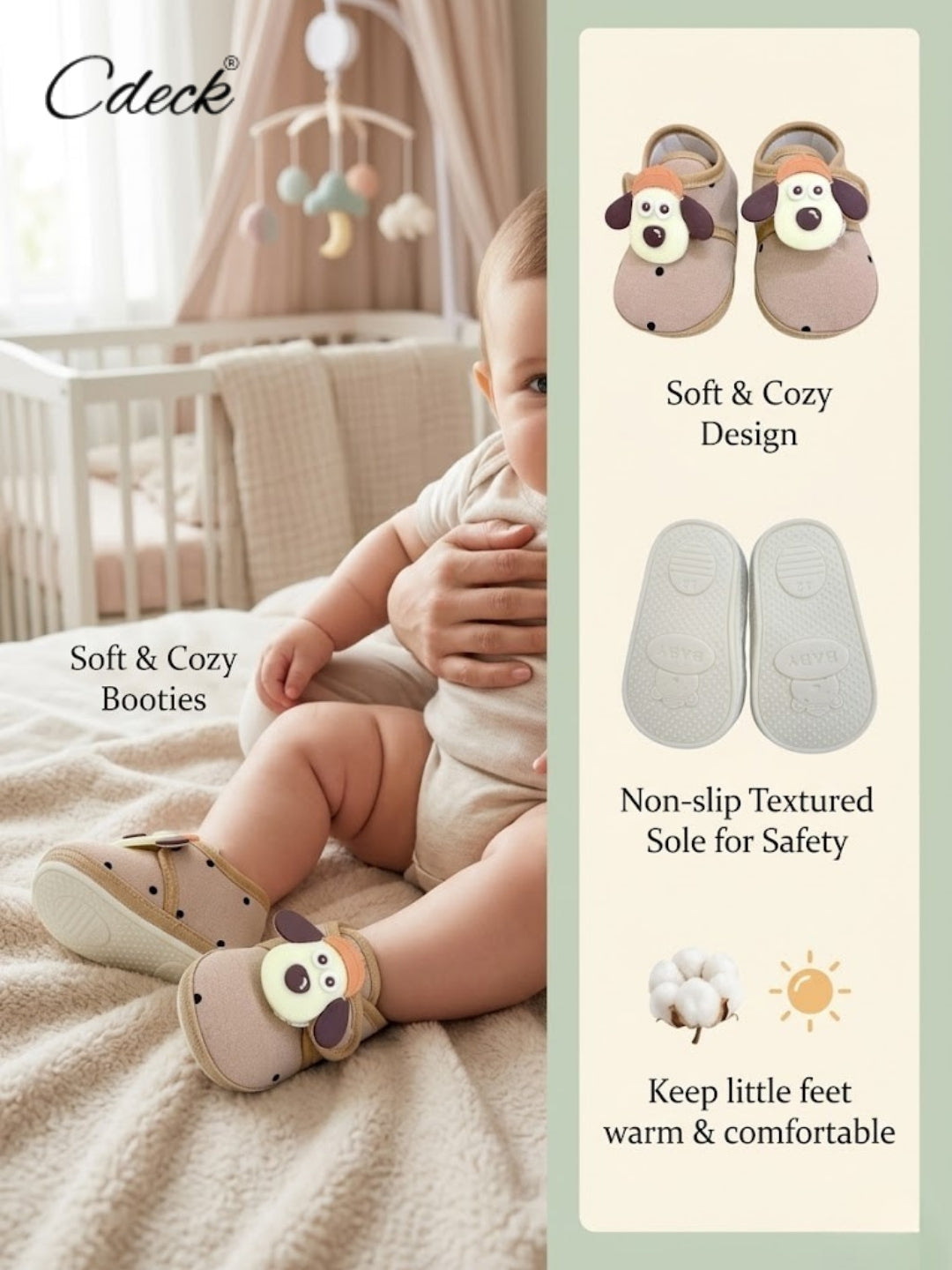 Cdeck Summer Booties for Kids | Soft & Breathable Baby Booties | 3- 18 months